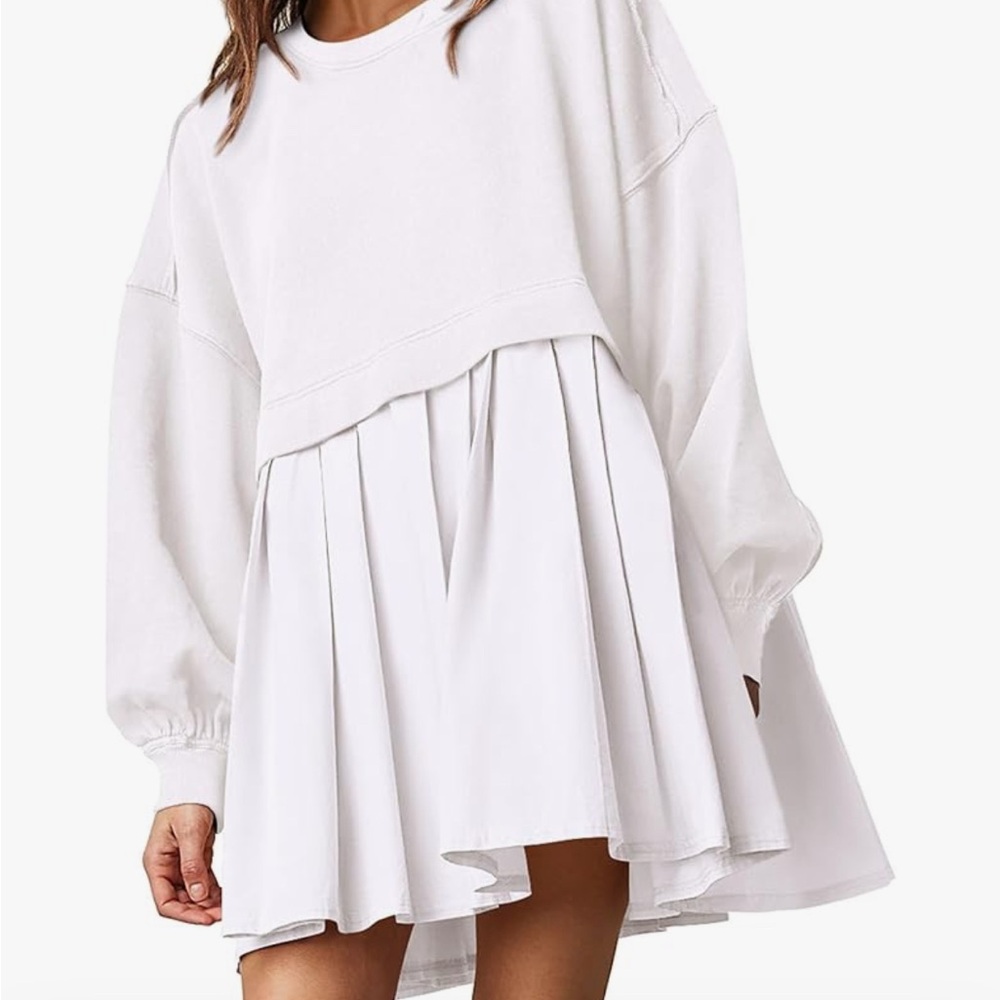 NEW FASHION Oversized White Sweatshirt Tunic Dress - can be casual or dressed up